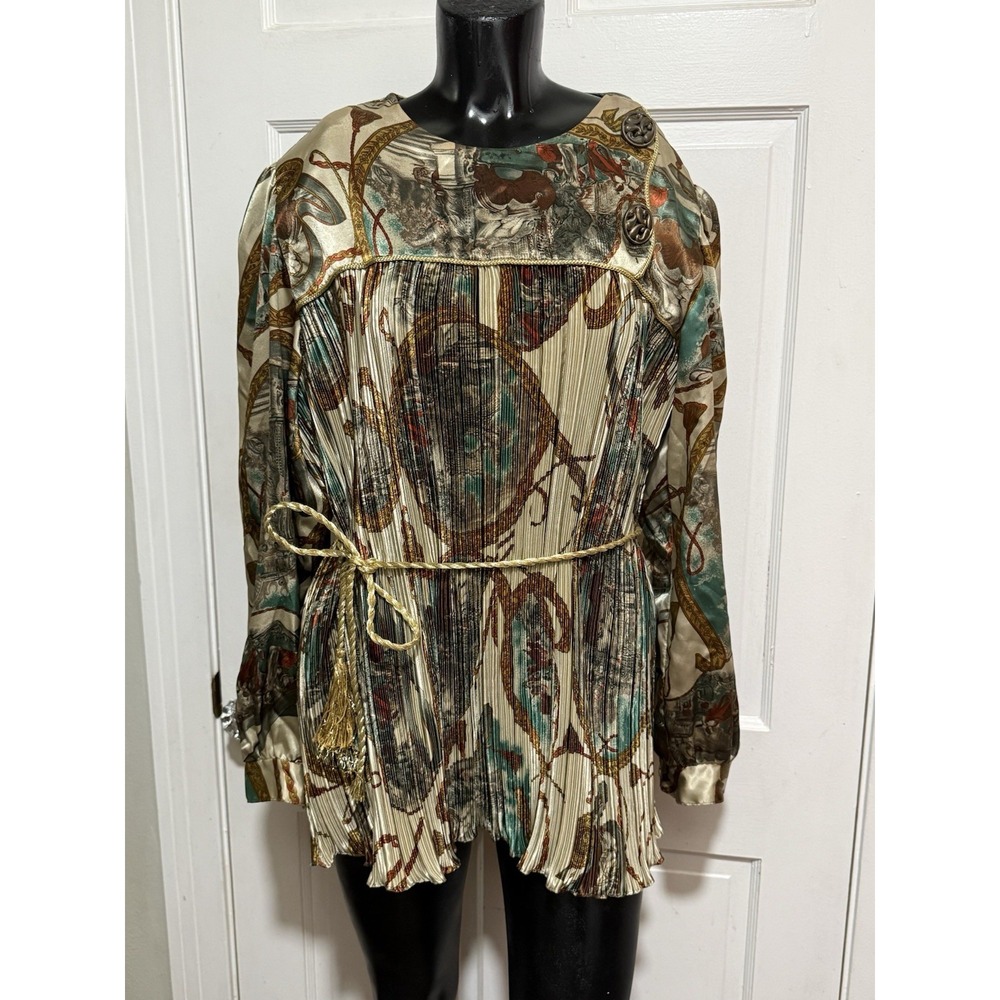 Johanna York Vintage Womens Unique Odd Unusual Gold Shirt Size 20W Long Sleeve